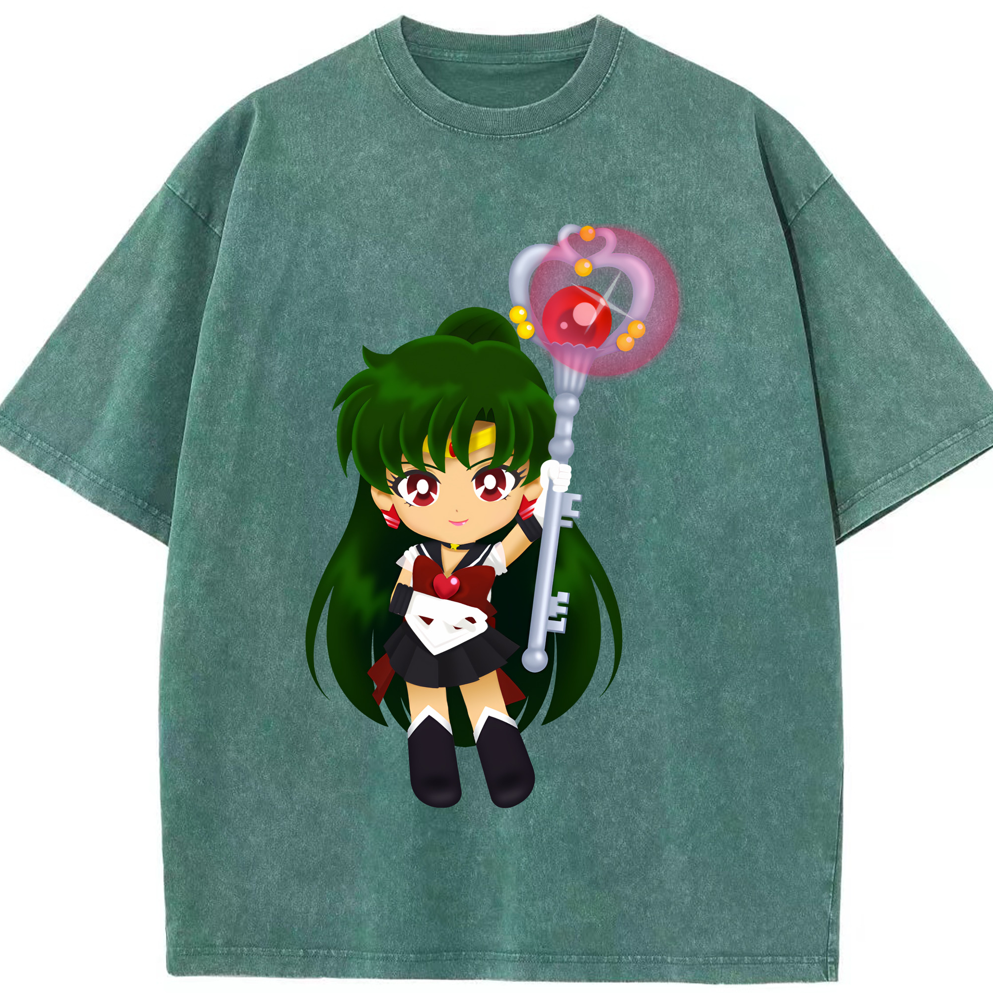 （画像用） 美少女戦士セーラームーン 冥王せつな Sailor Moon Meiou Setsuna 綿100% ヴィンテージ風 半袖Tシャツ（フロントプリント）